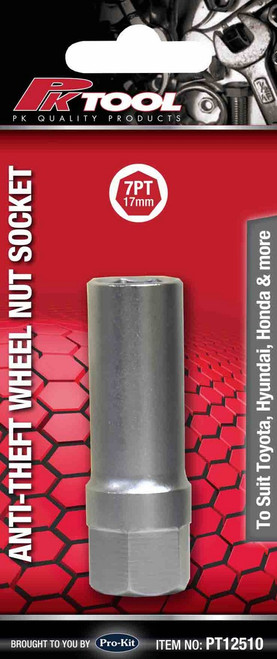 PKTool PT12510 - Anti-Theft Wheel Nut Socket - 7 Point 17mm